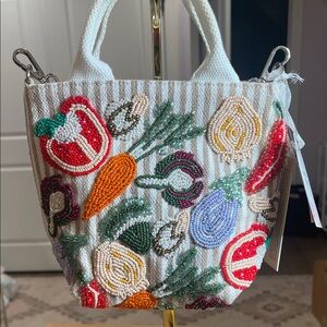 Embroidered Vegetable Pattern Tote Bag